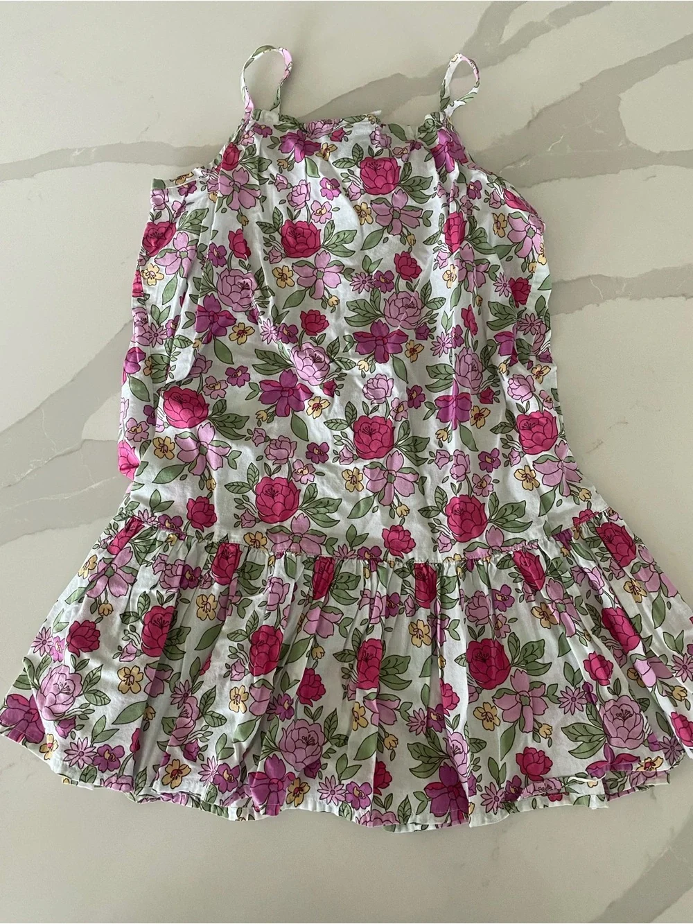 Mini Boden Girls Floral Pink 100% Cotton lightweight Sundress Sz 7-8Y